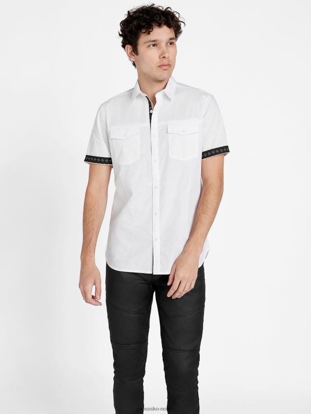 Guess ren hvit sancho skjorte Ren hvit menn F0LJ808258