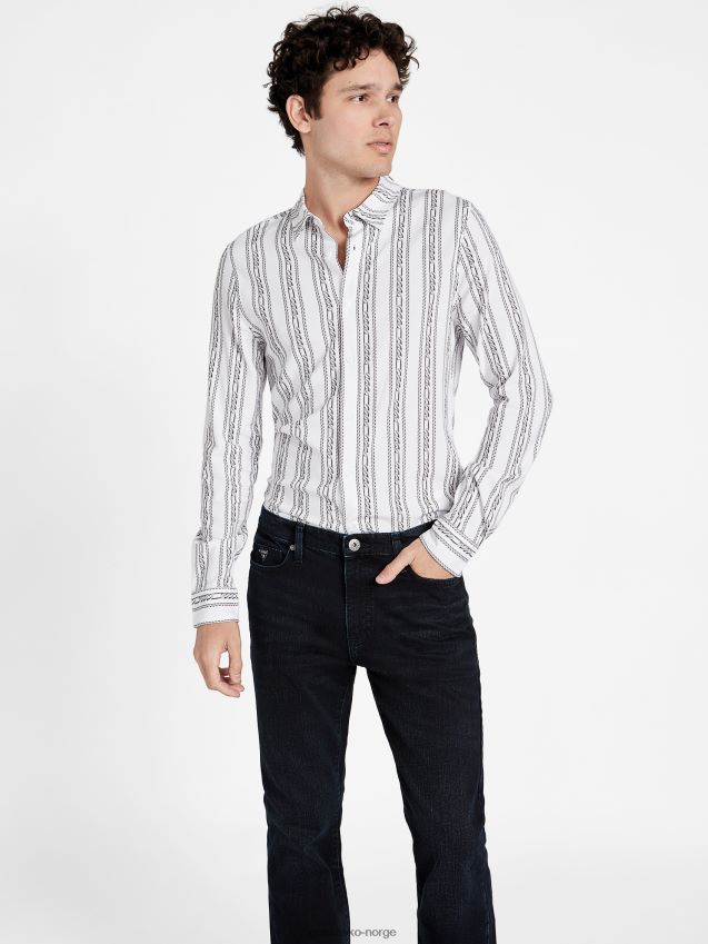 Guess ren hvit wiler kjede grafisk skjorte Ren hvit menn F0LJ808579