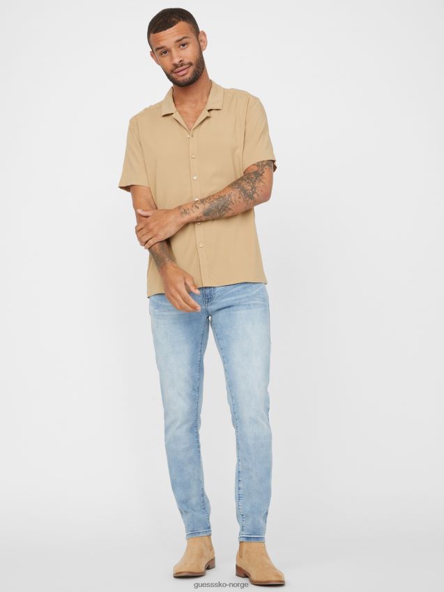 Guess ristet taupe kent logoskjorte ristet taupe menn F0LJ808525