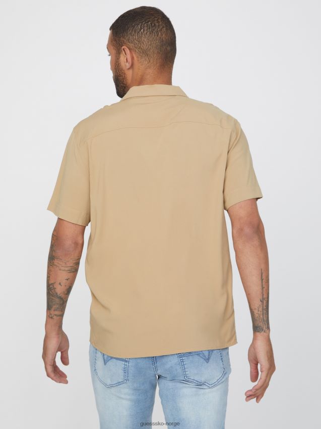 Guess ristet taupe kent logoskjorte ristet taupe menn F0LJ808525