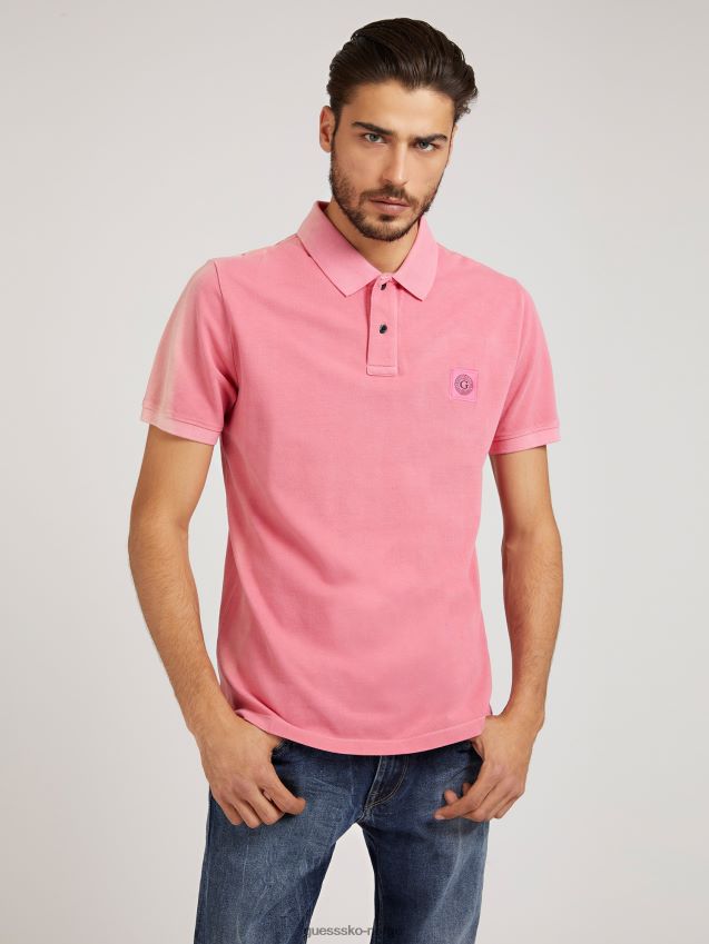 Guess rosa logo poloskjorte rosa menn F0LJ80126