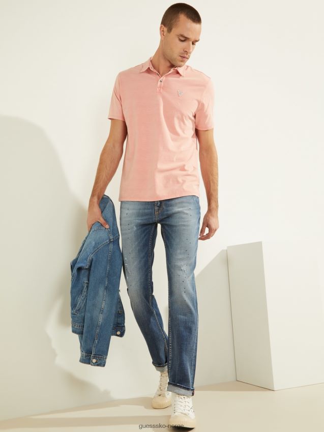 Guess rosa logo trekant poloskjorte rosa menn F0LJ801375