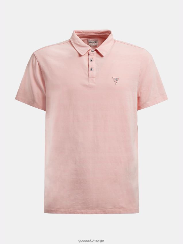 Guess rosa logo trekant poloskjorte rosa menn F0LJ801375