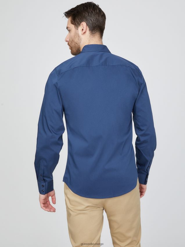 Guess silkeblå damon poplin skjorte silkeblått menn F0LJ808129