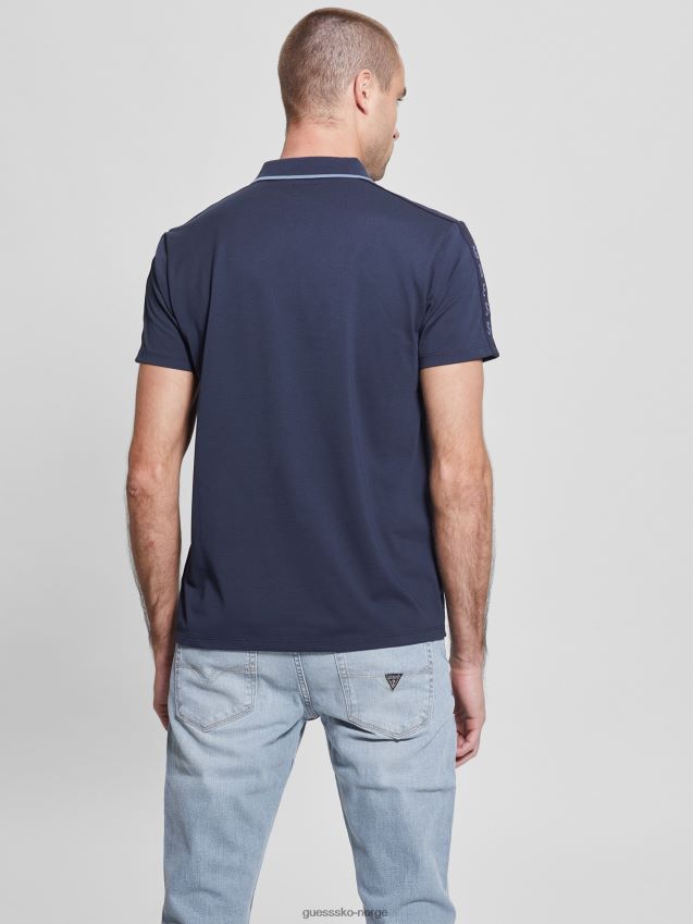 Guess silkeblå paul pique tape poloskjorte silkeblått menn F0LJ8010673