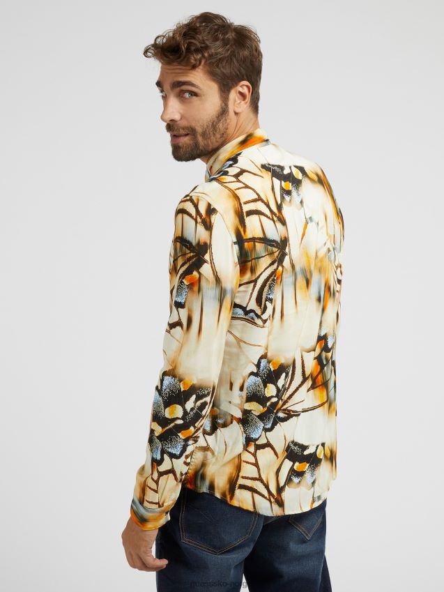 Guess skjorte flerfarget mønster med sommerfugler flerfarget mønster menn F0LJ80703