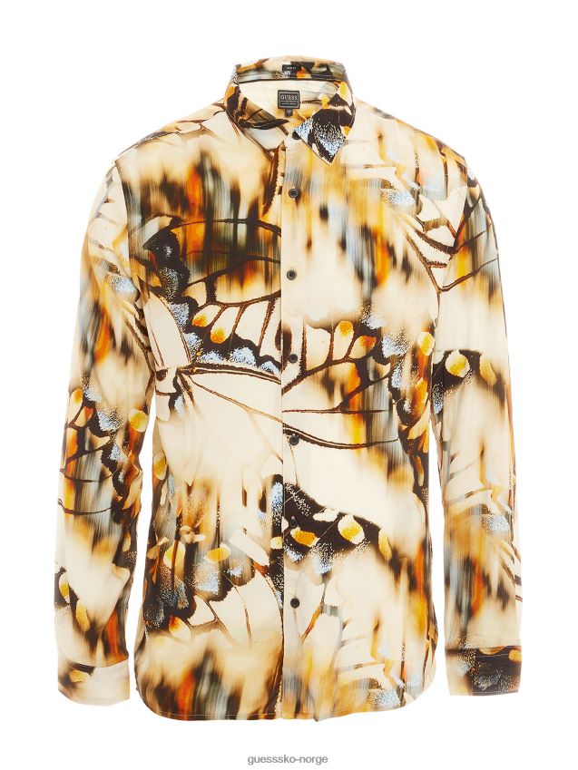 Guess skjorte flerfarget mønster med sommerfugler flerfarget mønster menn F0LJ80703