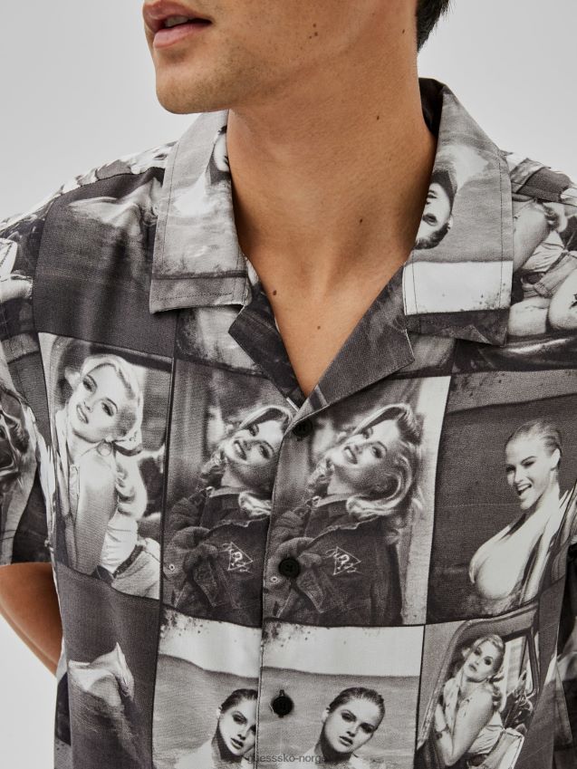 Guess skjorte med all-over print sort multi svart multi menn F0LJ801291