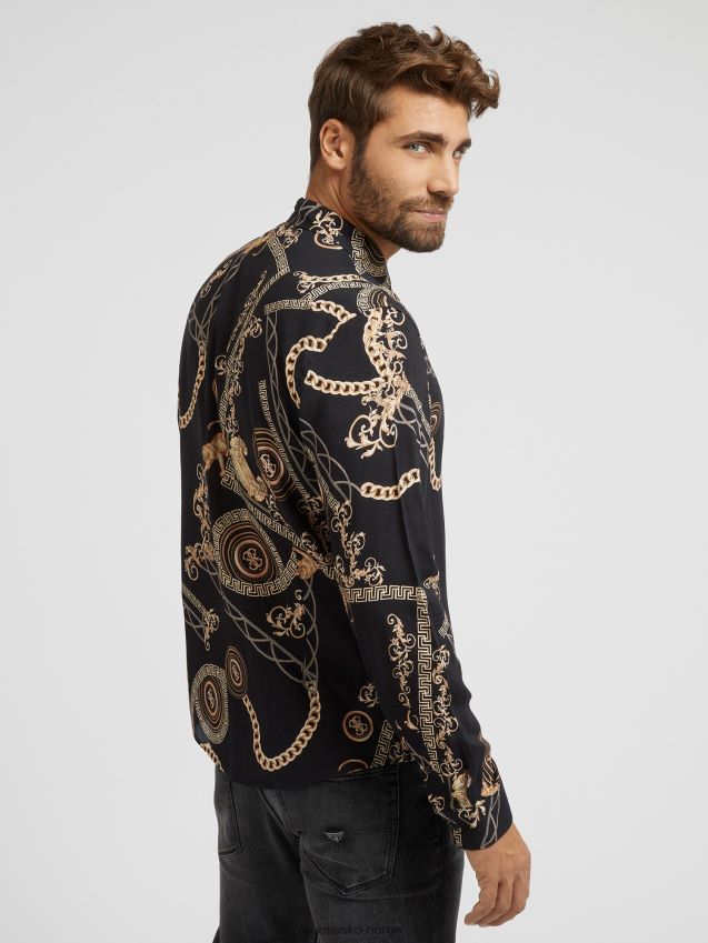 Guess skjorte med barokktrykk svart multi svart multi menn F0LJ80742