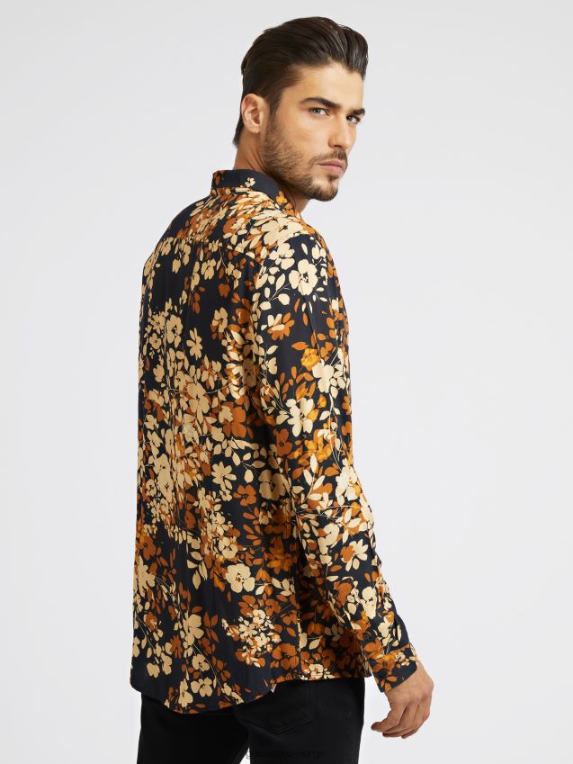 Guess skjorte med blomstertrykk brun brun menn F0LJ801019