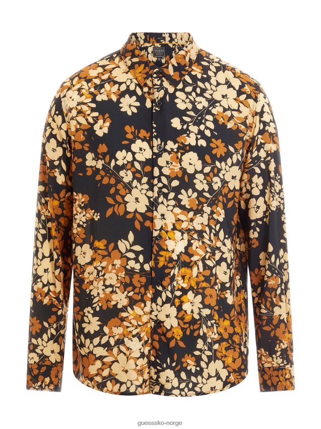 Guess skjorte med blomstertrykk brun brun menn F0LJ801019
