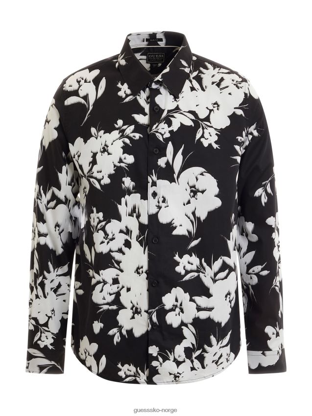 Guess skjorte med blomstertrykk svart svart menn F0LJ80676