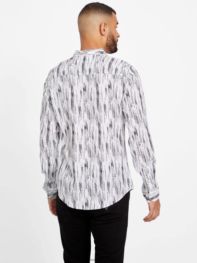Guess skjorte med botantrykk i ren hvit Ren hvit menn F0LJ808361