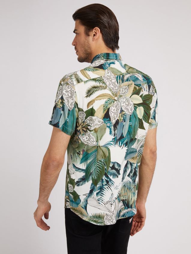 Guess skjorte med floral fantasy all over print blomsterfantasi menn F0LJ80134