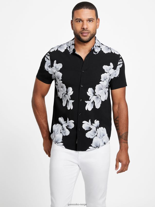 Guess skjorte med speidertrykk kulsort kulsvart menn F0LJ808170