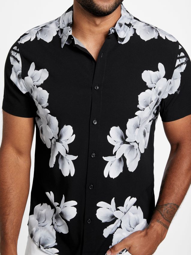 Guess skjorte med speidertrykk kulsort kulsvart menn F0LJ808170