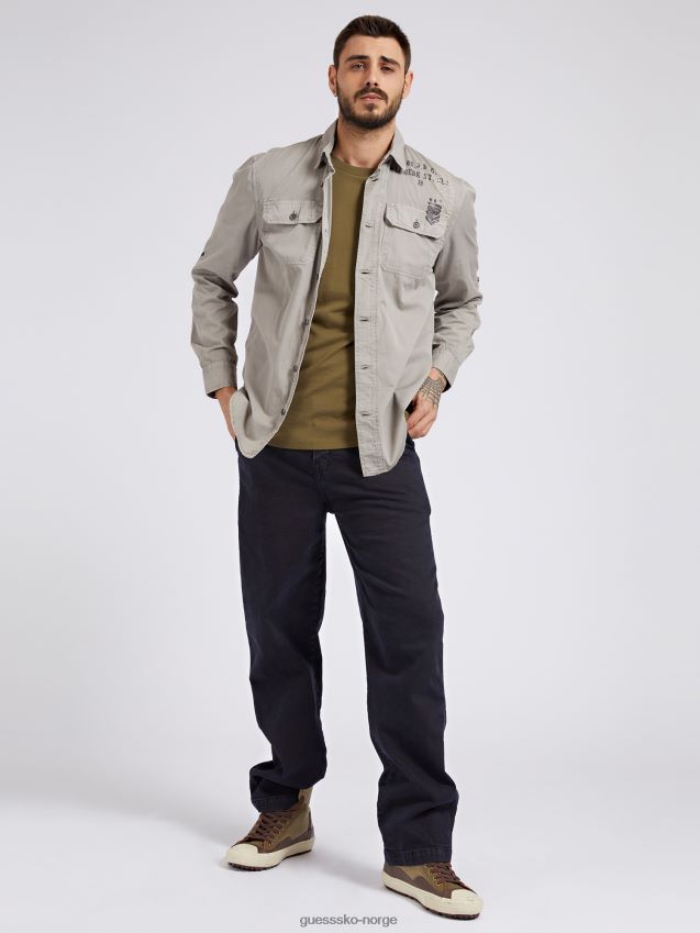 Guess skjorte med trykk foran, grå grå menn F0LJ80299