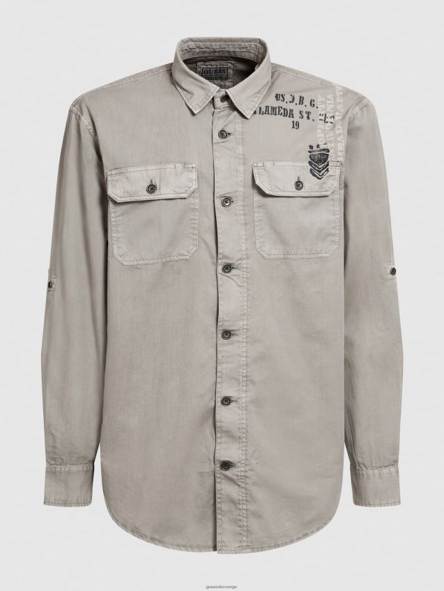 Guess skjorte med trykk foran, grå grå menn F0LJ80299