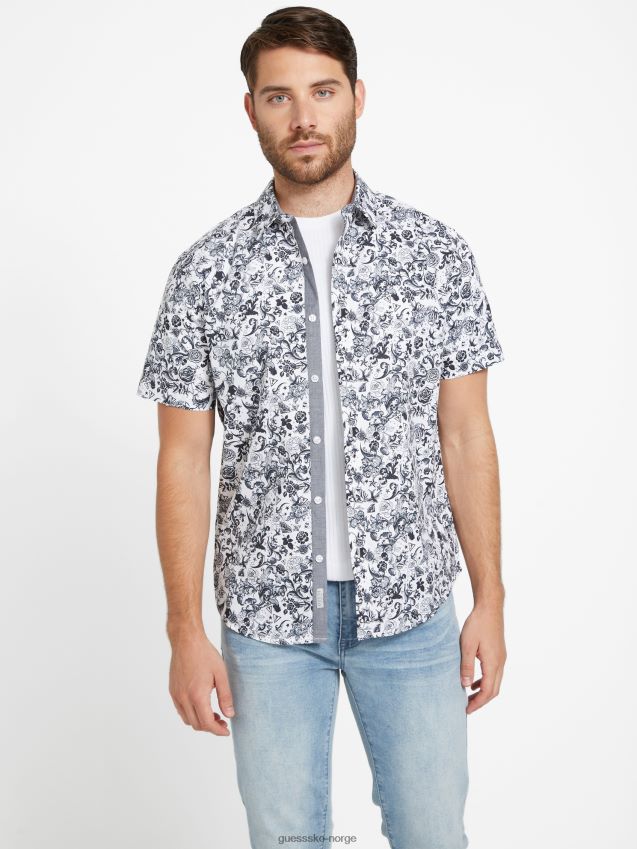 Guess skjorte med whitney-trykk i ren hvit Ren hvit menn F0LJ808352
