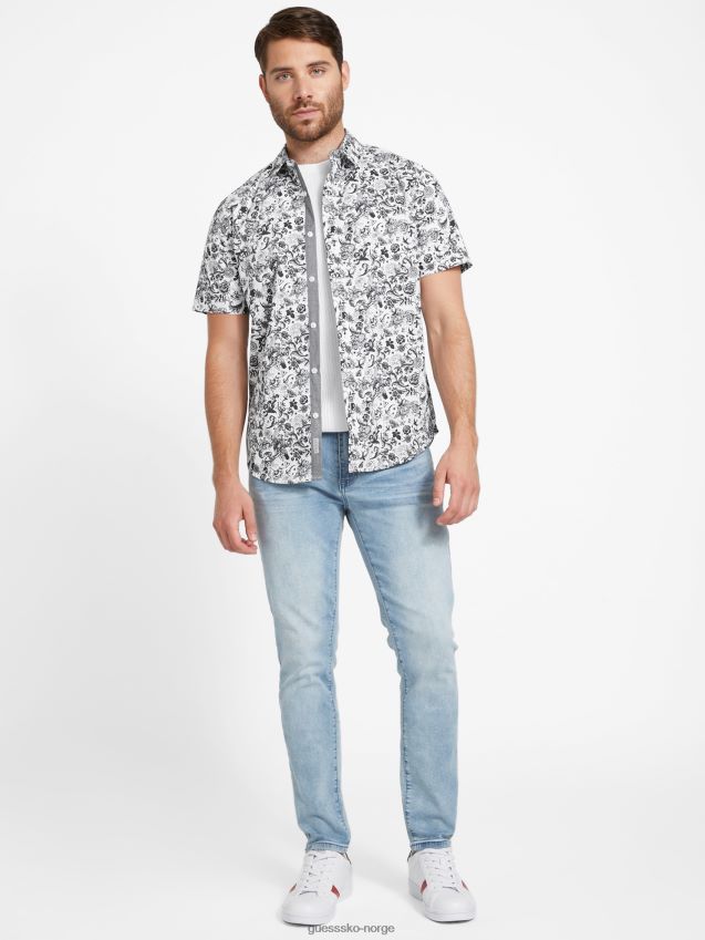 Guess skjorte med whitney-trykk i ren hvit Ren hvit menn F0LJ808352