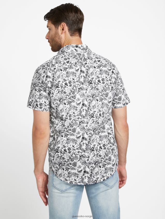 Guess skjorte med whitney-trykk i ren hvit Ren hvit menn F0LJ808352