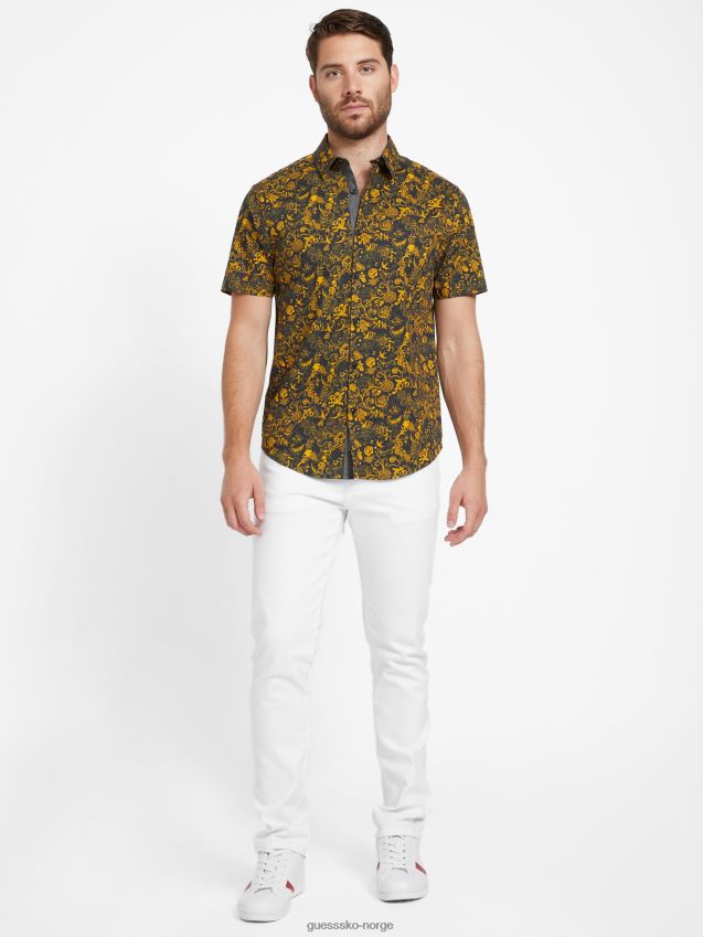 Guess skjorte med whitney-trykt kulsort kulsvart menn F0LJ808523