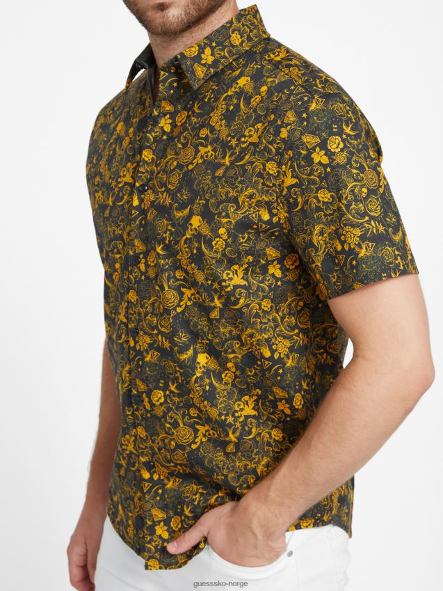 Guess skjorte med whitney-trykt kulsort kulsvart menn F0LJ808523