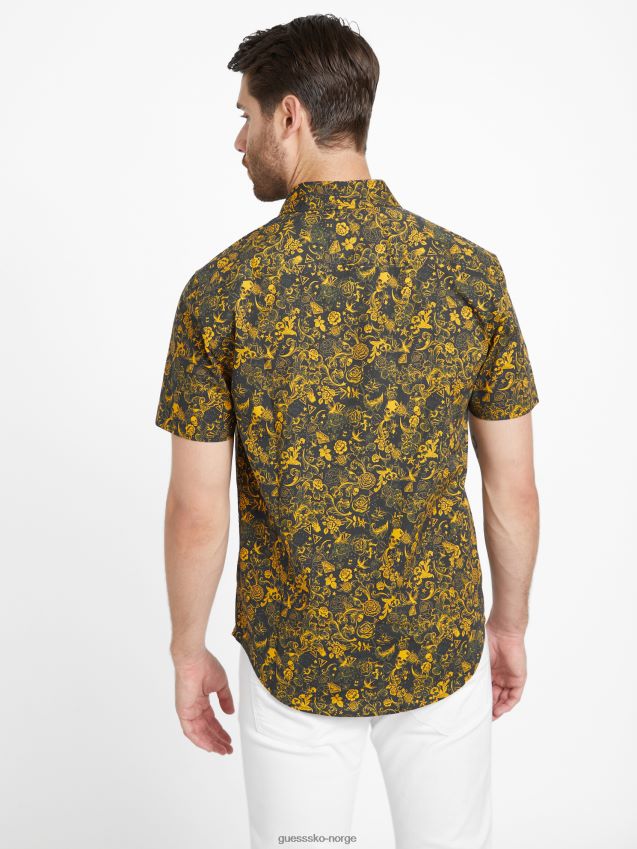 Guess skjorte med whitney-trykt kulsort kulsvart menn F0LJ808523