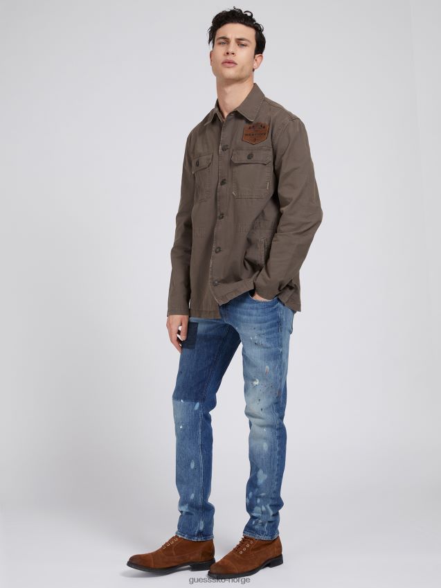 Guess skjortelapp med avslappet passform lysebrun lysebrun menn F0LJ80414