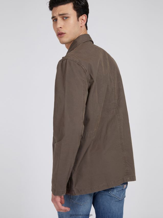 Guess skjortelapp med avslappet passform lysebrun lysebrun menn F0LJ80414