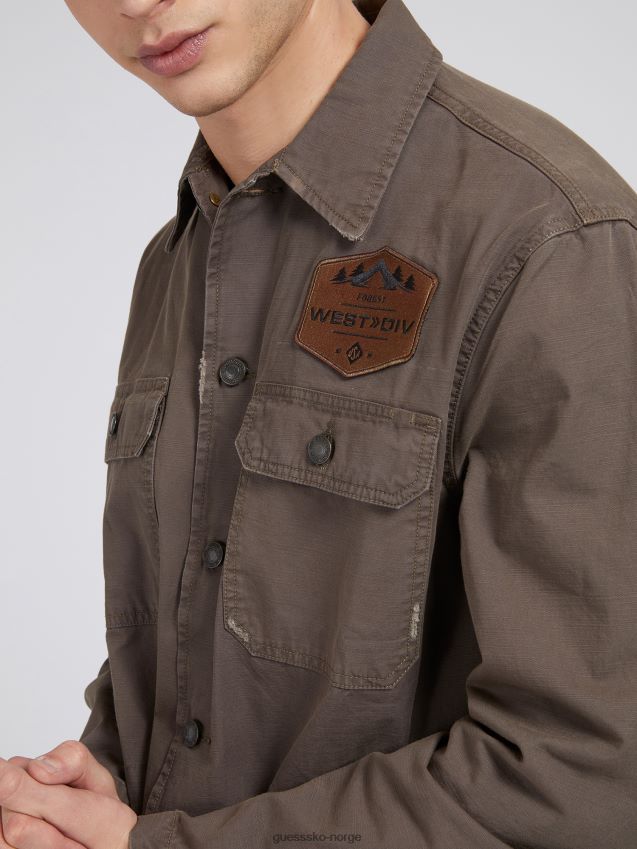 Guess skjortelapp med avslappet passform lysebrun lysebrun menn F0LJ80414