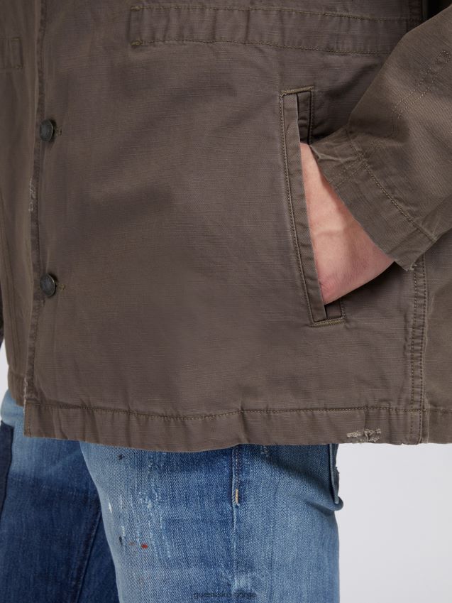 Guess skjortelapp med avslappet passform lysebrun lysebrun menn F0LJ80414