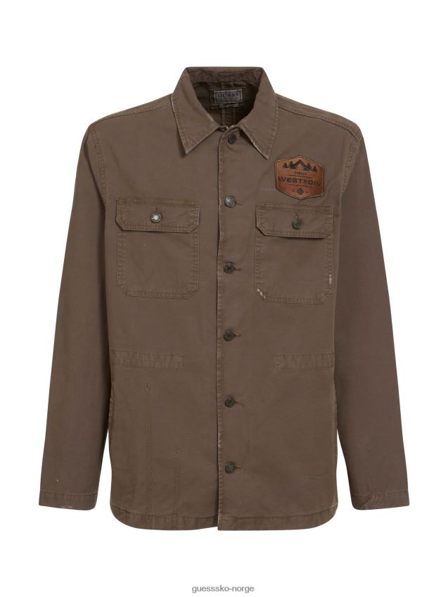 Guess skjortelapp med avslappet passform lysebrun lysebrun menn F0LJ80414