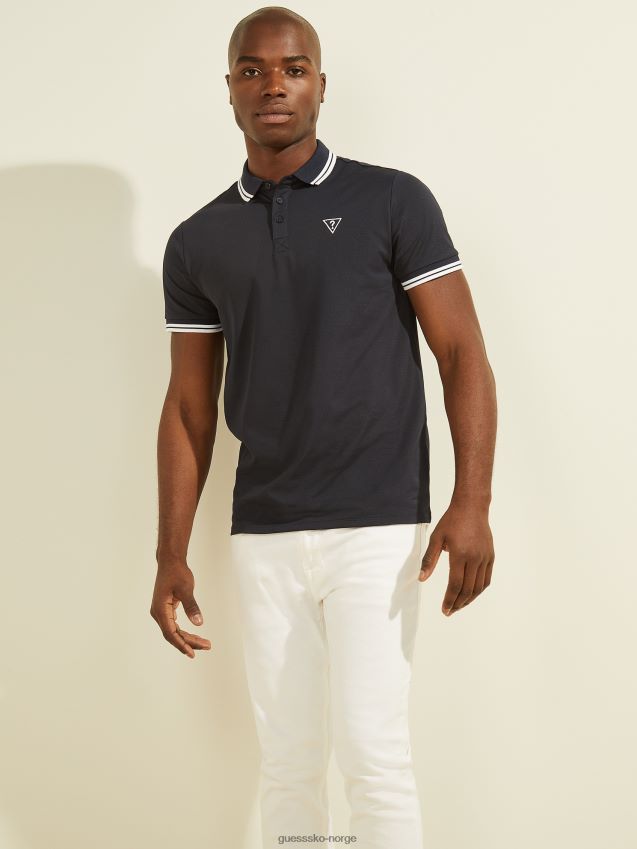 Guess sports pique logo polo bleu lgant bleu lgant menn F0LJ8010737