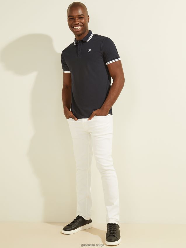 Guess sports pique logo polo bleu lgant bleu lgant menn F0LJ8010737