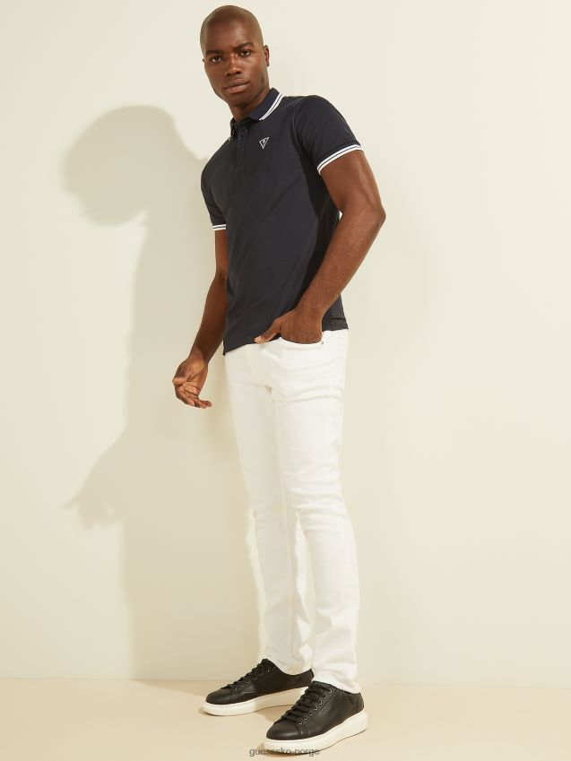 Guess sports pique logo polo bleu lgant bleu lgant menn F0LJ8010737