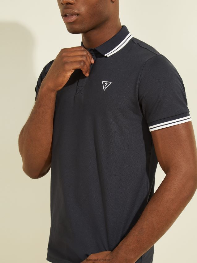 Guess sports pique logo polo bleu lgant bleu lgant menn F0LJ8010737