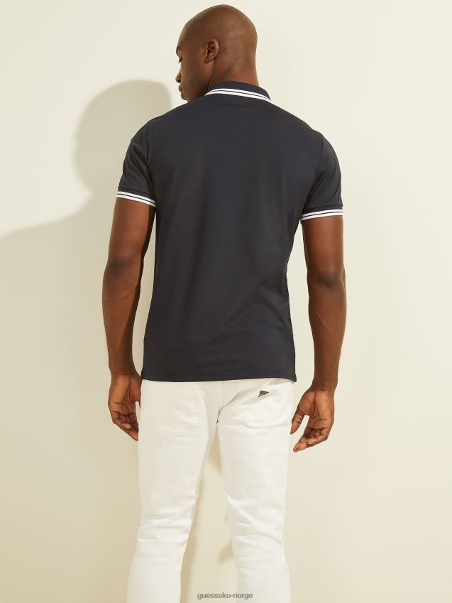 Guess sports pique logo polo bleu lgant bleu lgant menn F0LJ8010737