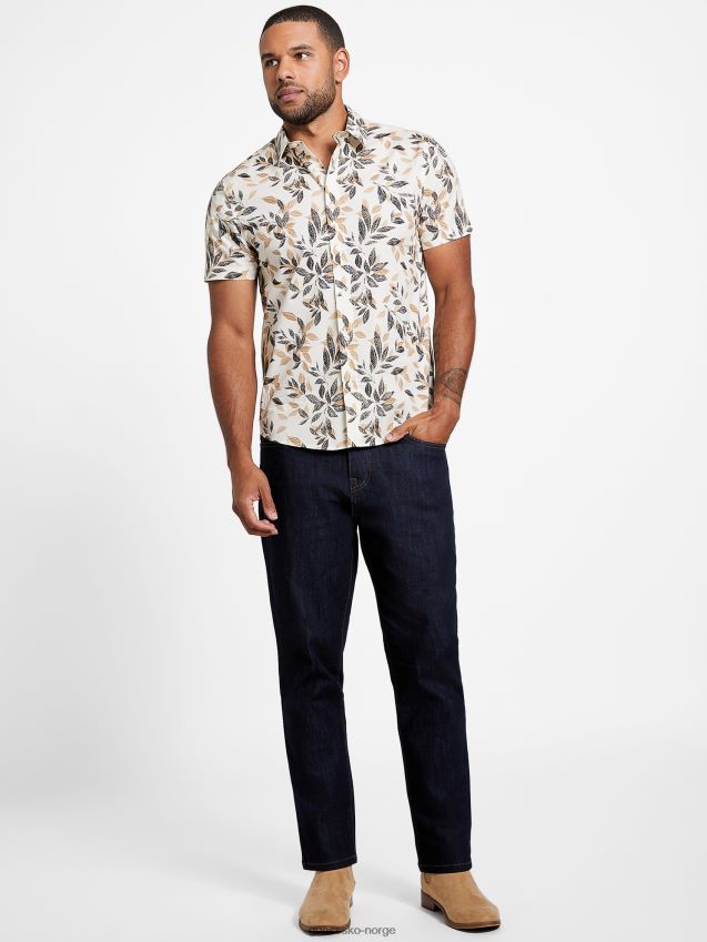 Guess tadd bladskjorte perlehvit perle hvit menn F0LJ808240