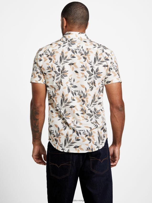 Guess tadd bladskjorte perlehvit perle hvit menn F0LJ808240