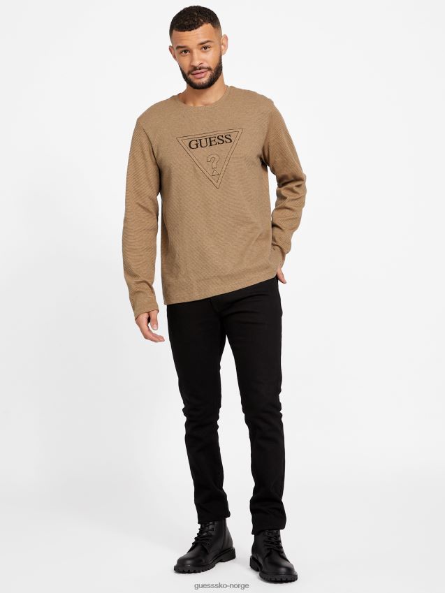 Guess tomas crewneck ristet taupe ristet taupe menn F0LJ808583