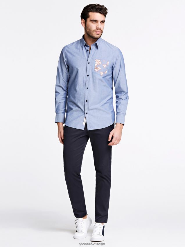 Guess trekant logoskjorte lyseblå lyse blå menn F0LJ801471