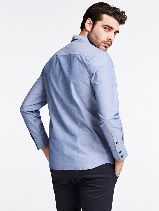 Guess trekant logoskjorte lyseblå lyse blå menn F0LJ801471