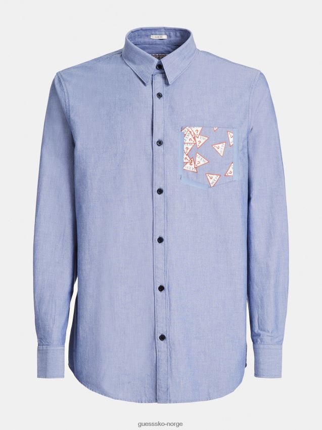 Guess trekant logoskjorte lyseblå lyse blå menn F0LJ801471