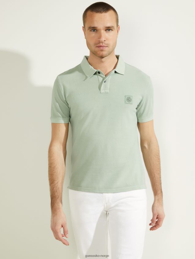 Guess vasket polo matcha støv matcha støv menn F0LJ8010694