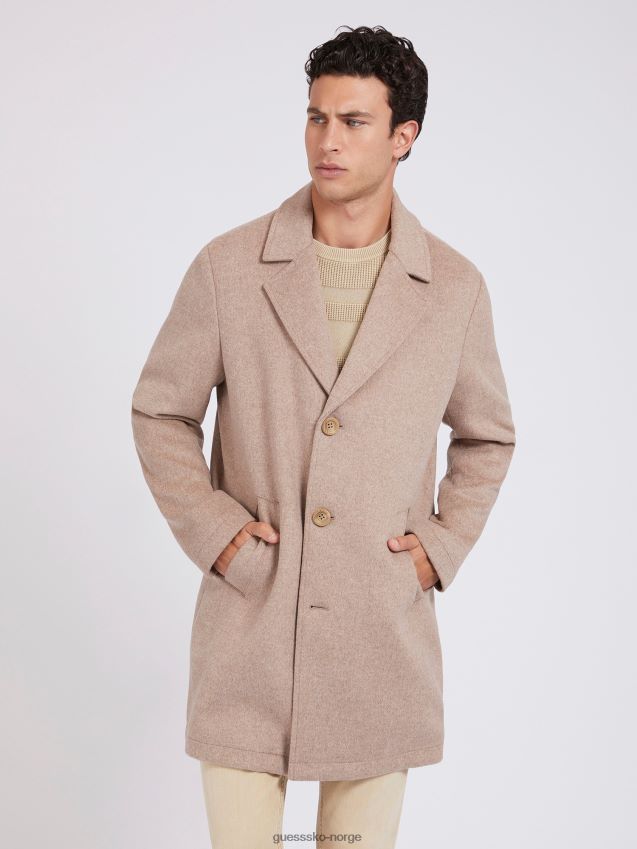 Guess beige kåpe i ullblanding beige menn F0LJ80349