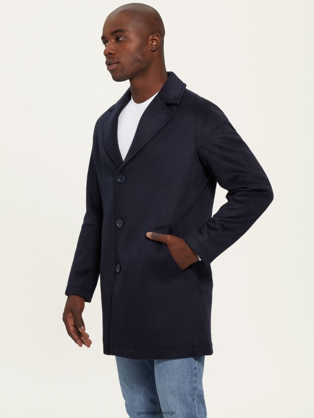 Guess bleu lgant dressy kåpe i ullblanding bleu lgant menn F0LJ8010801