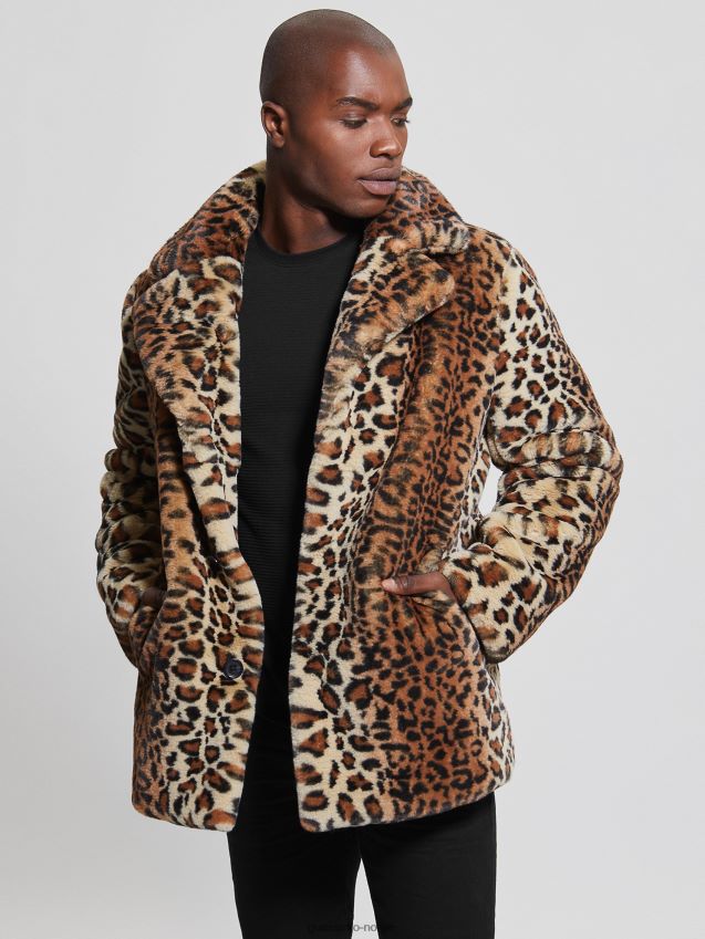 Guess brun multileopard frakk i fuskepels brun multi menn F0LJ8010355