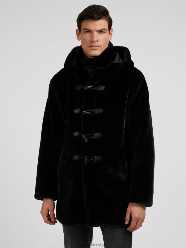 Guess duffelfrakk i fuskepels svart svart menn F0LJ80909