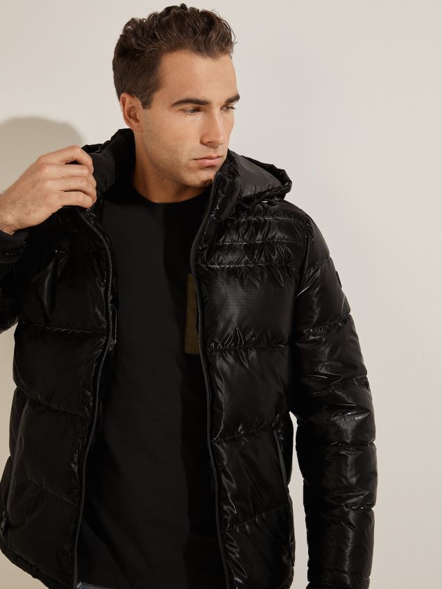 Guess harris puffer coat jet black multi jet black multi menn F0LJ8010758